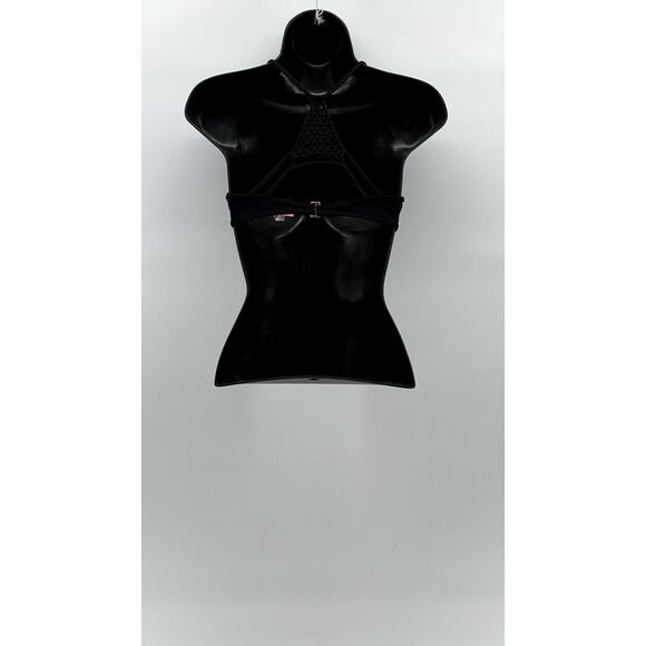 VICTORIA SECRET Women's Black Braided Crochet Knit Push-Up Bra SZ 32C - Picture 2 of 9